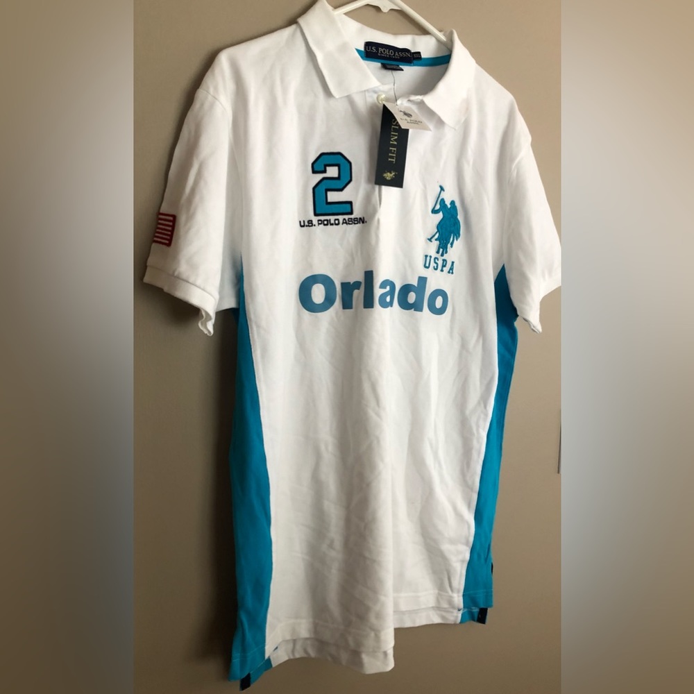 POLO Orlando Blue & White Polo Shirt  NWT $46  Size XXL